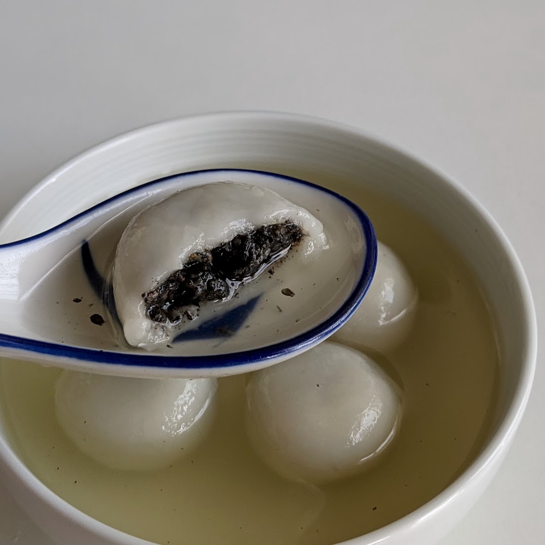 Tang yuan filled with black sesame paste